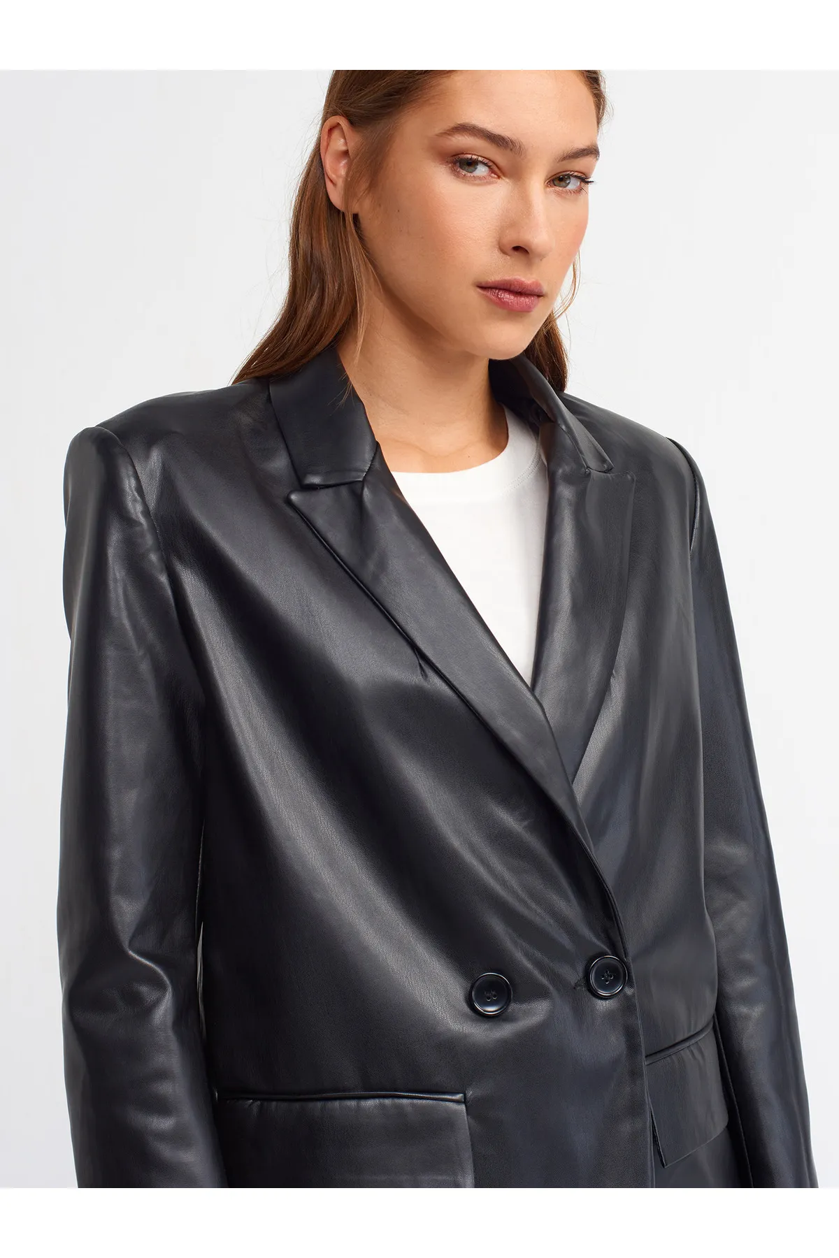 Dilvin  6939 Kunstlederjacke-schwarz
