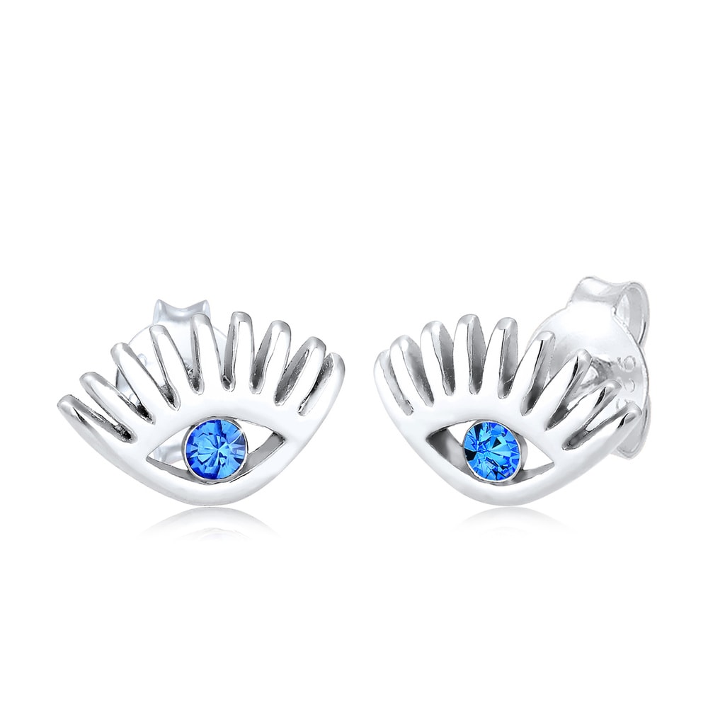 Elli Elli Boucles d'Oreilles Evil Eye avec des Cristaux Clous d'Oreille Femme - (925/1 Boucles d'oreilles