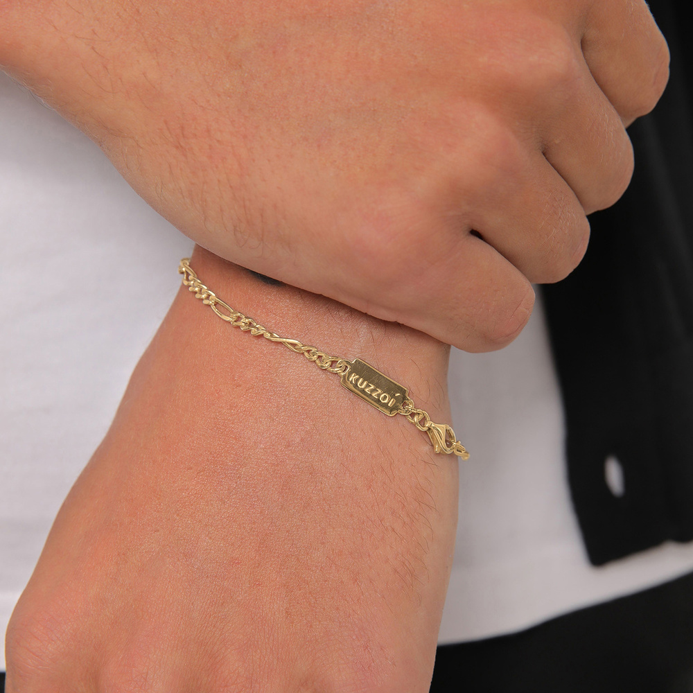 KUZZOI KUZZOI Bracelet Hommes Massive Basique Cool en argent sterling 925 Bracelet