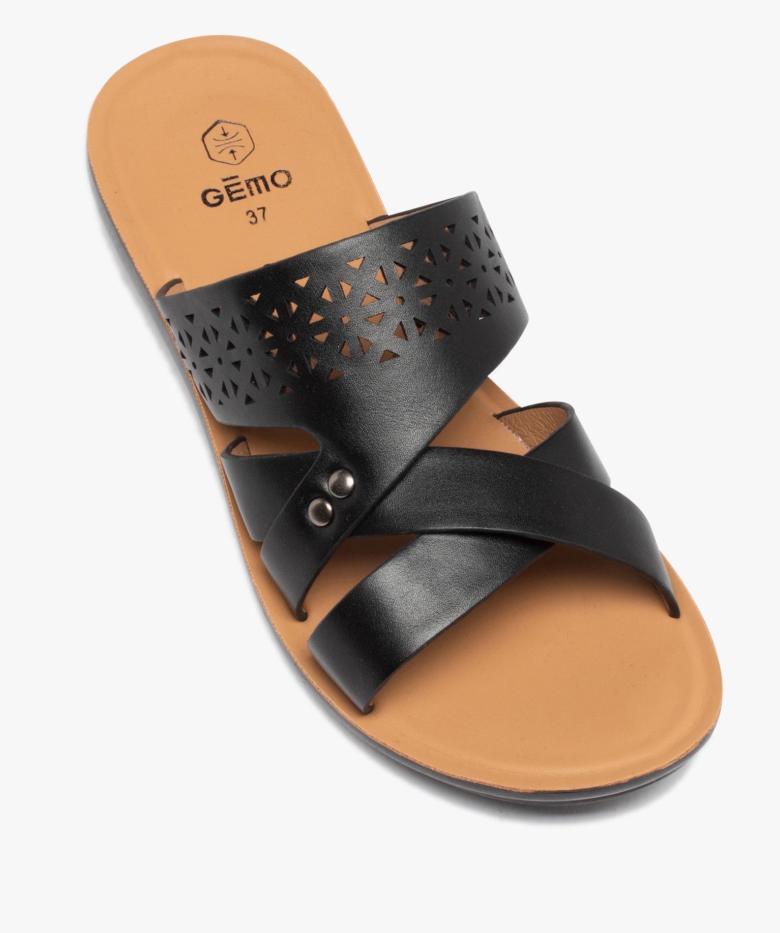 Mules femme confort unies à bride ajourée noir | GEMO