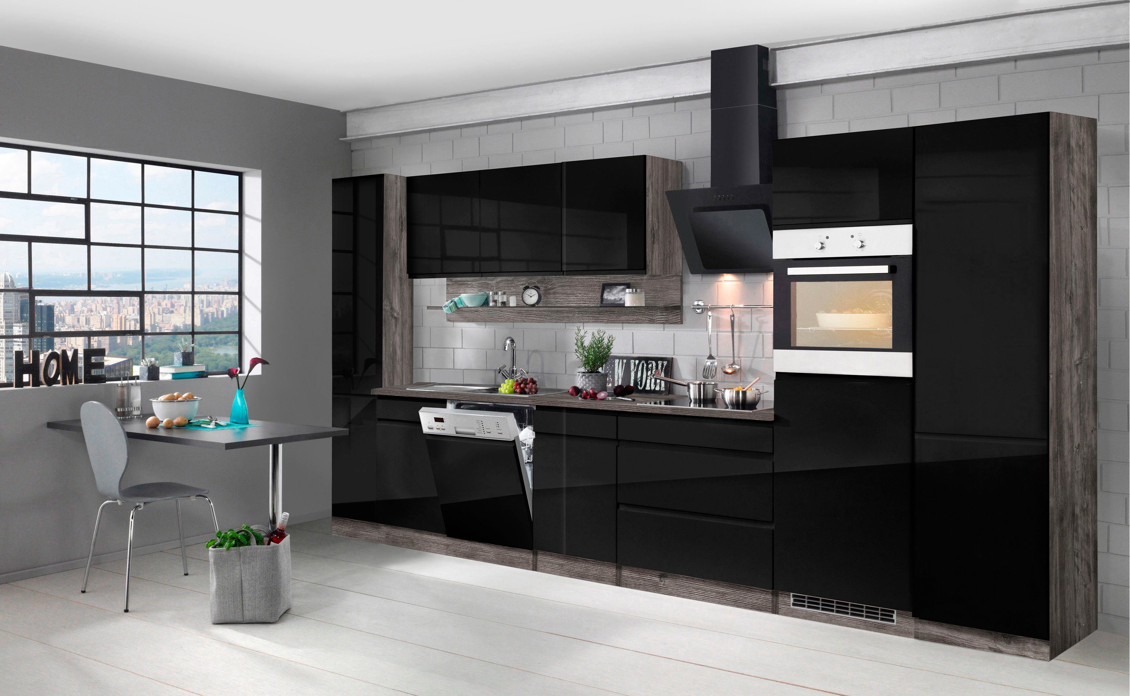 HELD MÖBEL Küche Virginia, Breite 390 cm, mit Glaskeramik-oder Induktionskochfeld