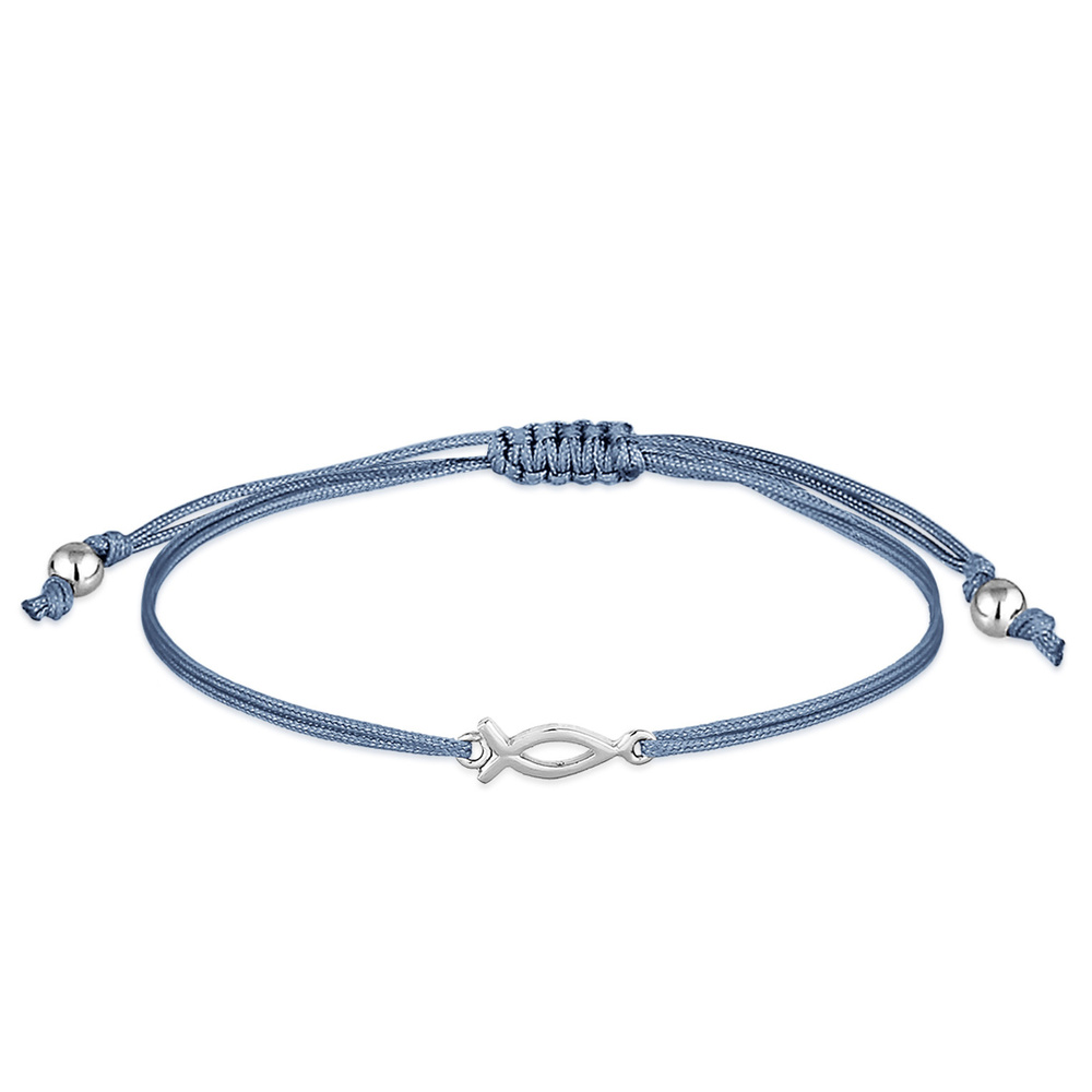 Elli Elli Bracelet Femmes symbole de la confirmation du poisson avec nylon bleu clair  Bracelet
