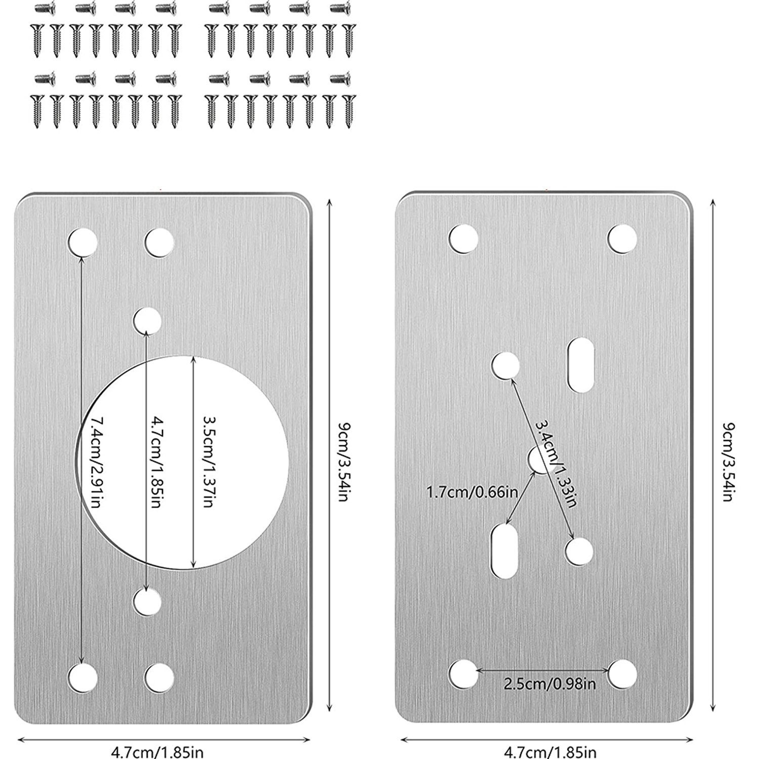 AKKEE Montagezubehör Schrank Scharnier Reparaturplatte Scharnier Reparaturplatte (4 Paar, 90*47mm), Scharnier reparaturset Geeignet für Schrank, Möbel, Schublade, Fenster