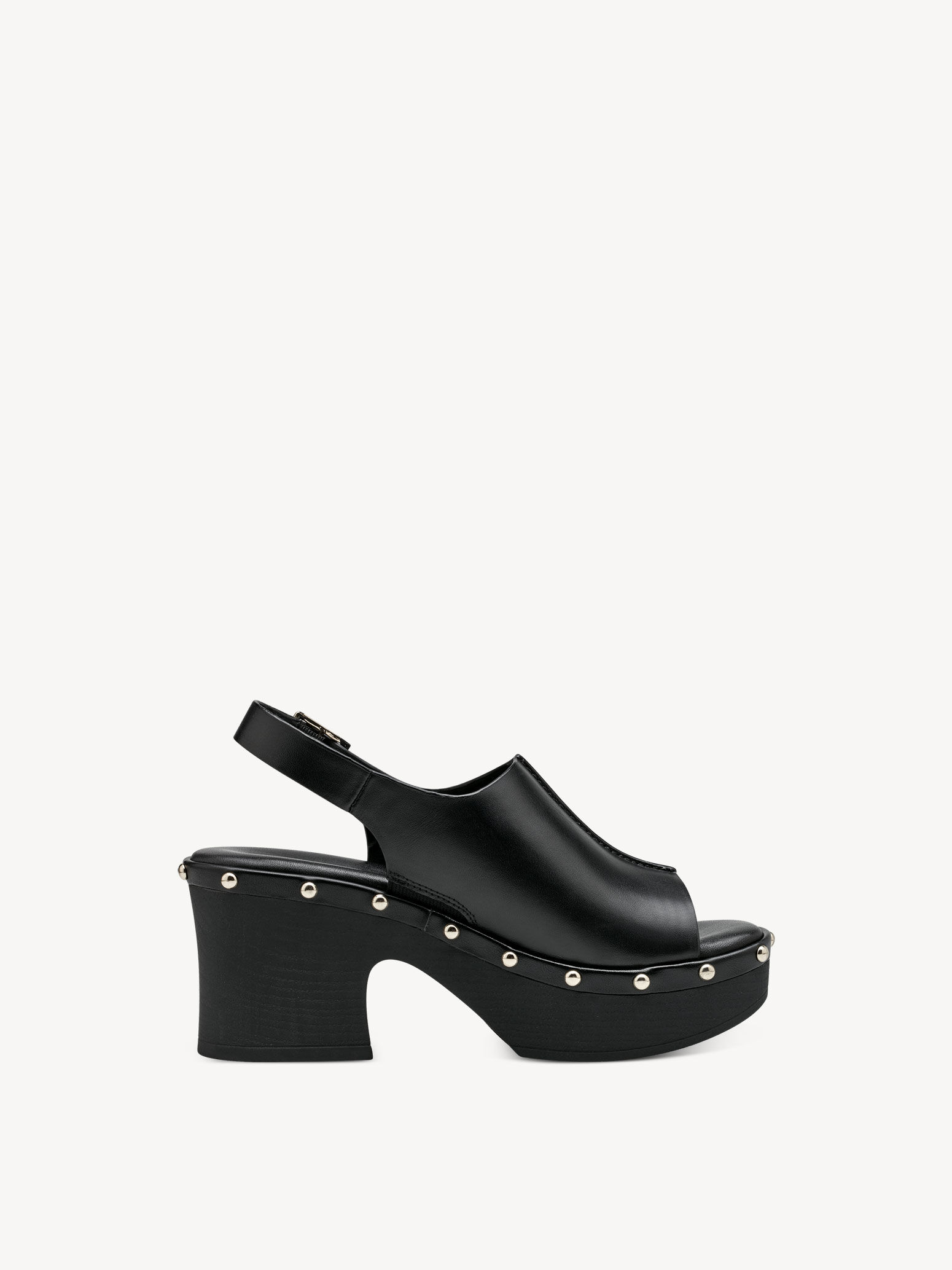 Sandale à talon en cuir - noir