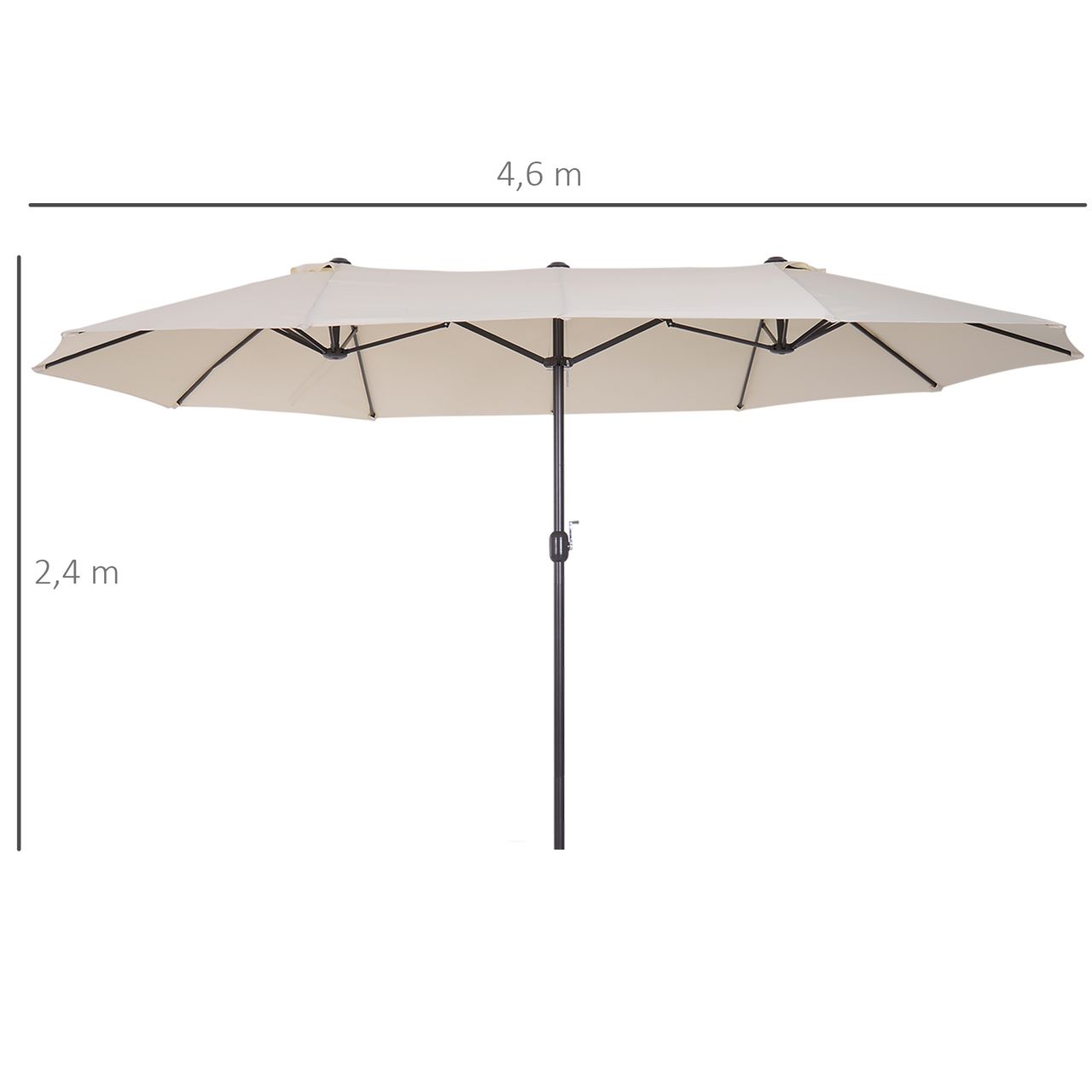 Outsunny Doppelsonnenschirm Gartenschirm Marktschirm mit Handkurbel 455 x 270 cm