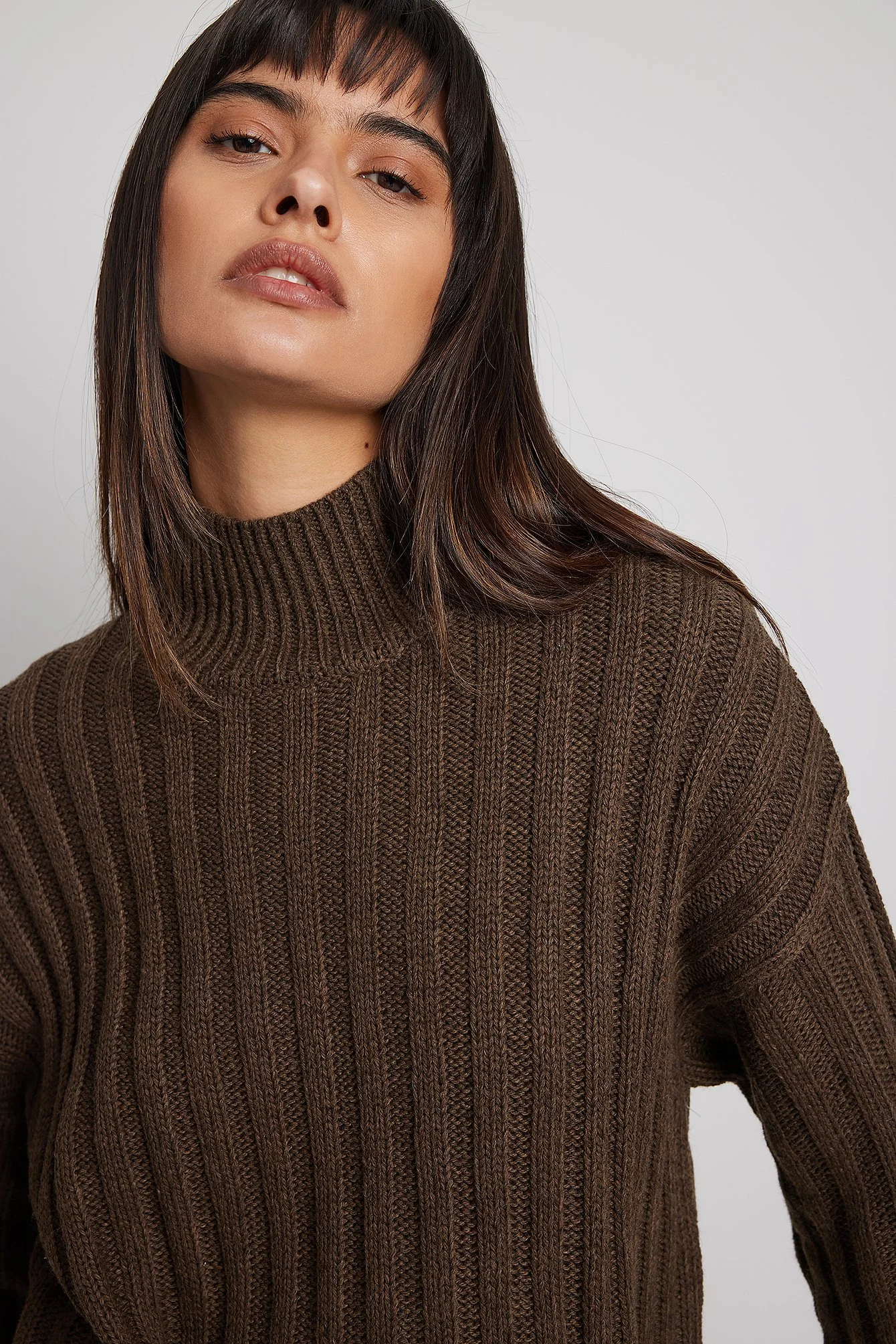 Oversized Rollkragenpullover aus Rippenstrick