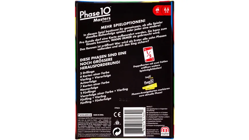 Mattel Games Phase 10 Masters, Kartenspiel, Gesellschaftsspiel, Familienspiel