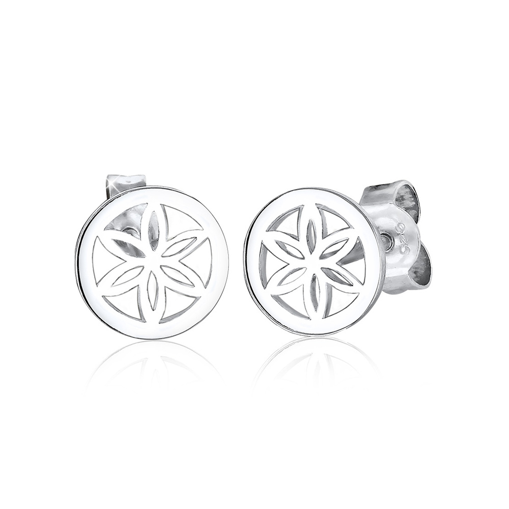 Elli Elli Boucles d'Oreilles Femme Ornament Fleur en Argent 925 Boucles d'oreilles
