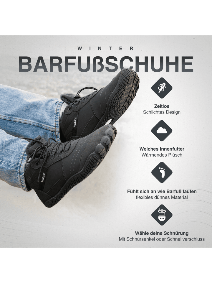 PAULGOS Winterbarfußschuhe, unisex, Größe 37-47 in 3 Farben in Grau günstig kaufen