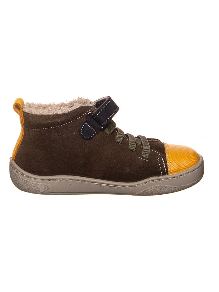 kmins Leder-Barfuß-Schnürschuh in Braun/ Gelb günstig kaufen