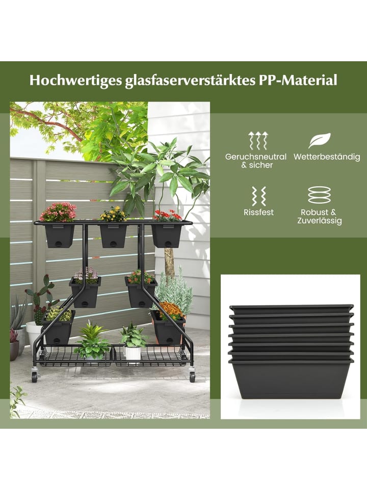 COSTWAY Blumenständer mit Blumenkästen 100 x 56 x 99 cm in Schwarz günstig kaufen onesize