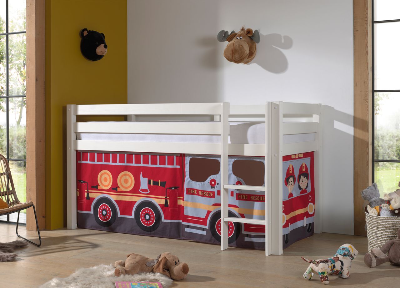 VIPACK Halbhohes Bett PINO, mit Textilset 