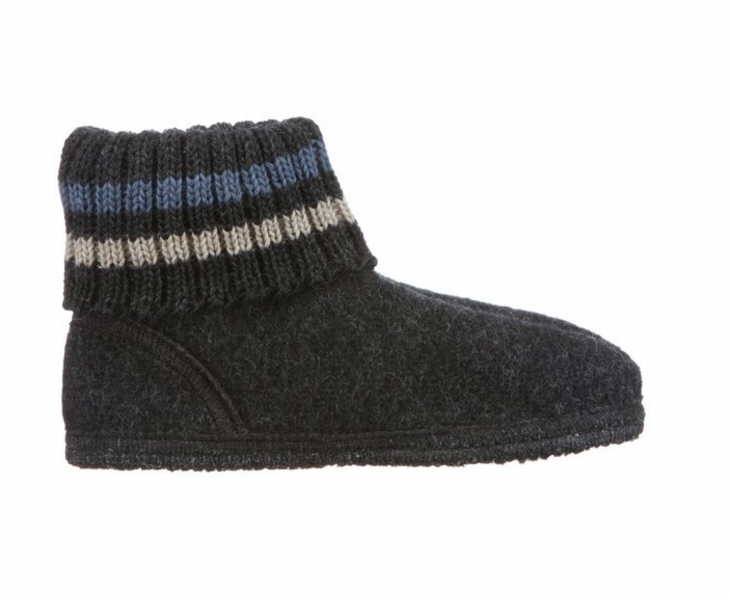 HAFLINGER Hausschuhe schwarz Hüttenschuh Paul Graphit