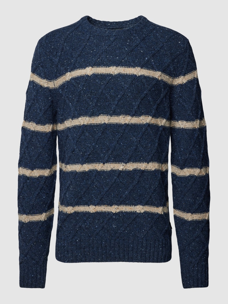 Strickpullover mit Streifenmuster in marineblau