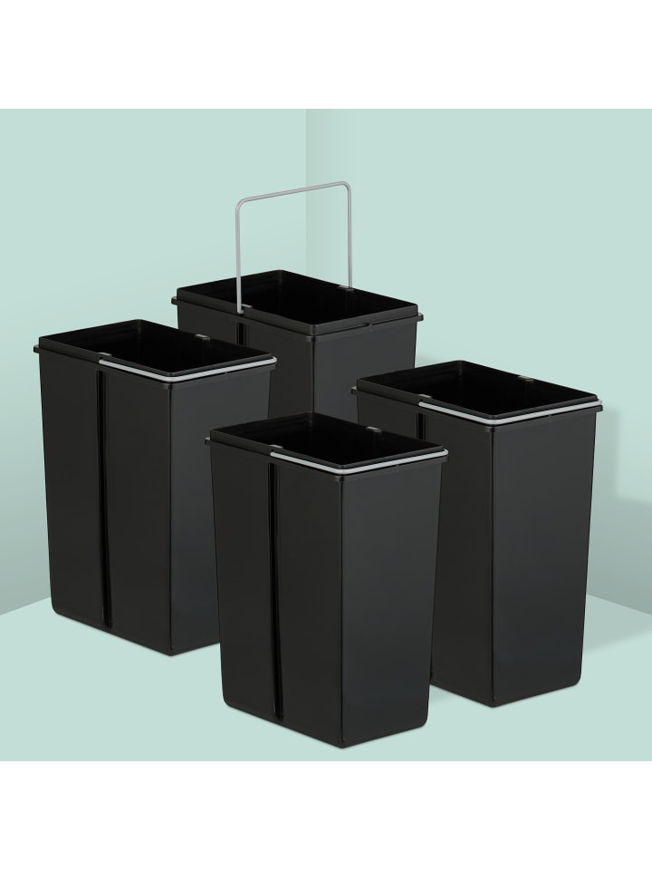 relaxdays Einbaumülleimer in Schwarz - 4x 8 l günstig kaufen onesize