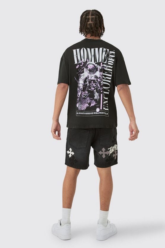 Oversize T-Shirt mit Explorer Space Print