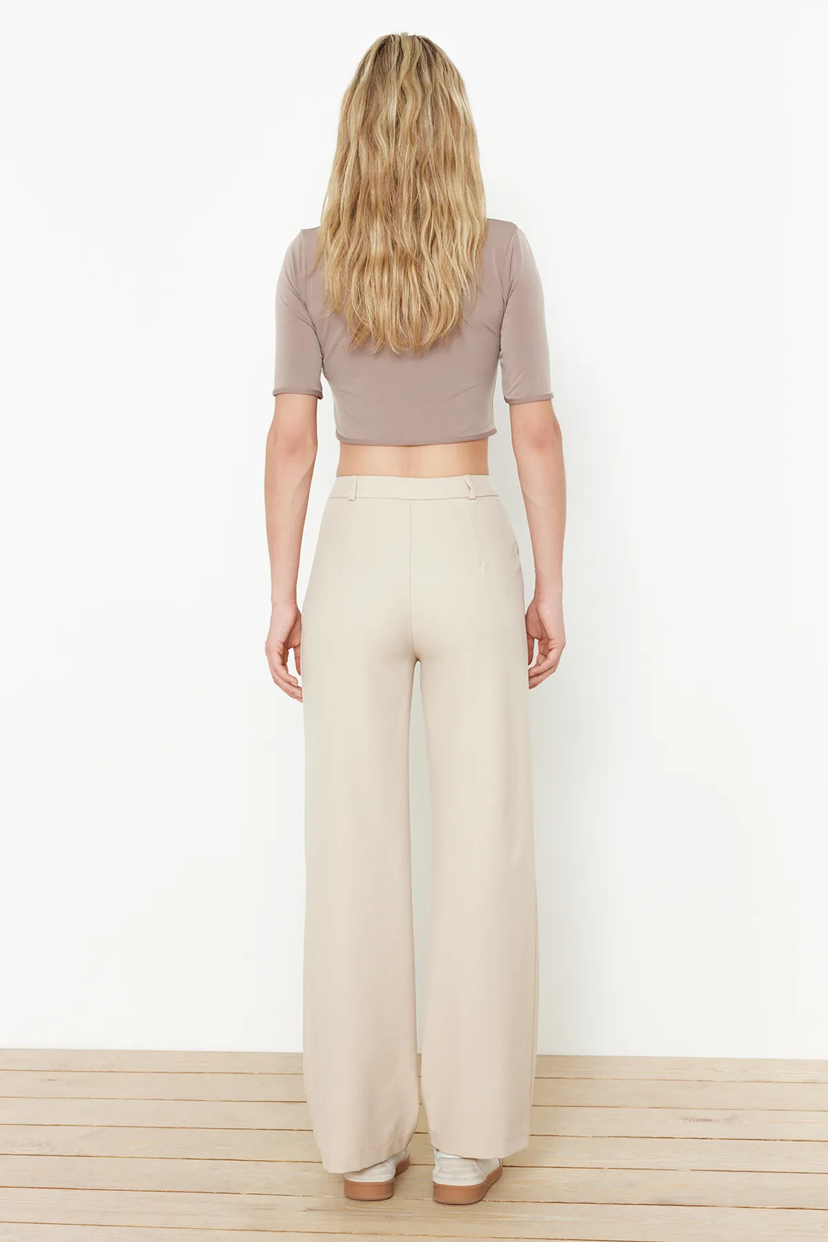 Trendyol Collection  Beige Weite Bein/Weite Bein Webhose TWOSS24PL00084