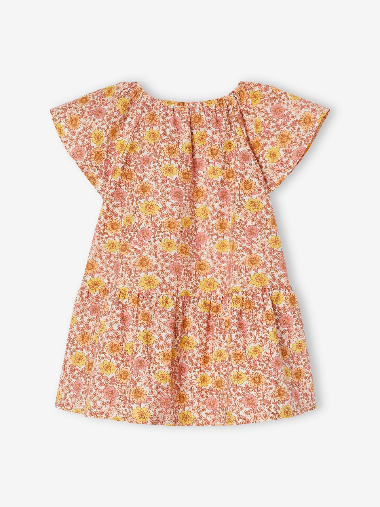 Robe fleurie bébé manches papillon blanc imprimé