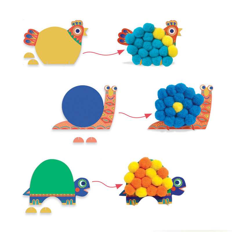 Coffret Gros pompons Animaux tout doux Djeco