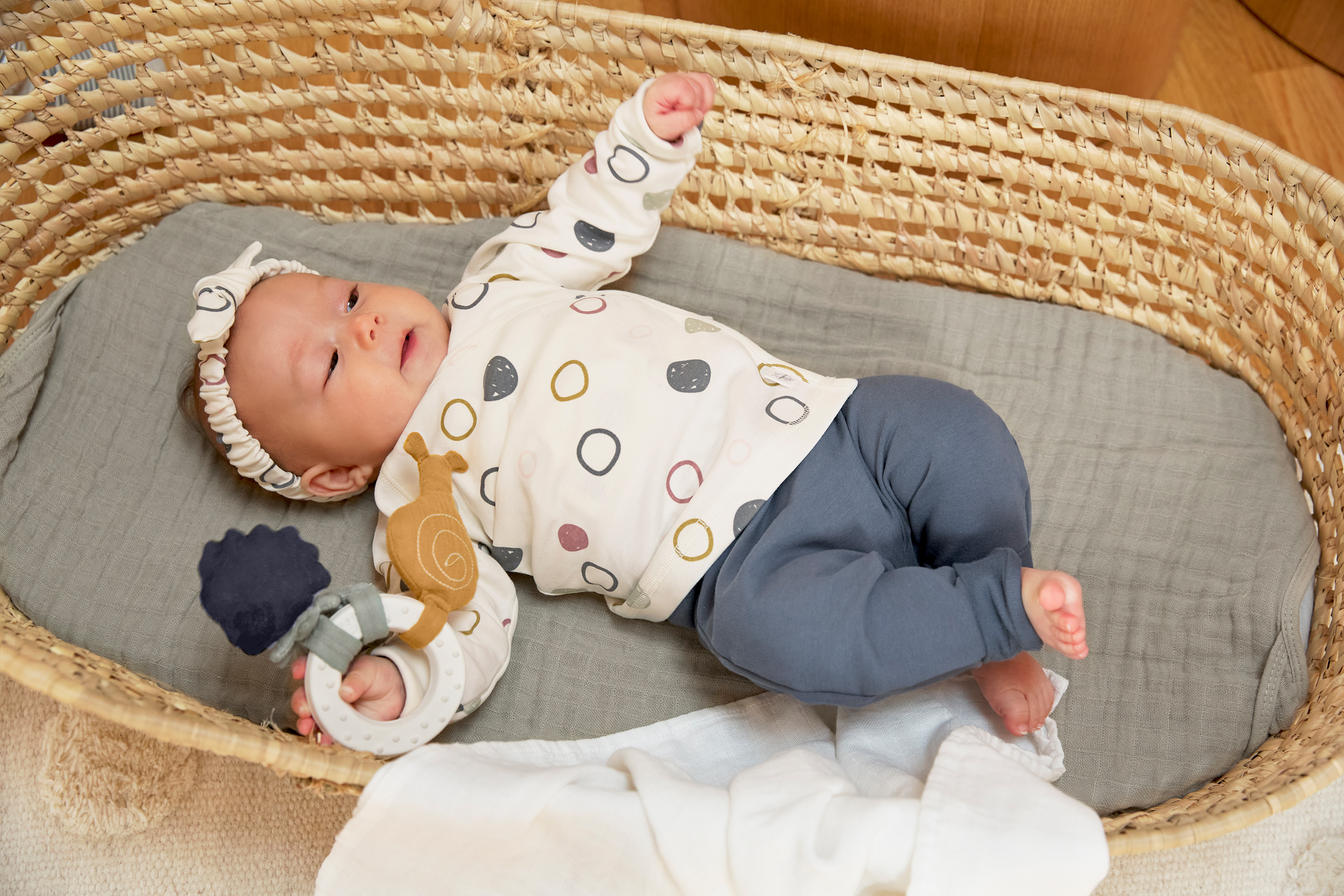 Baby Langarmshirts - Bio Baumwolle, Circles, Weiß