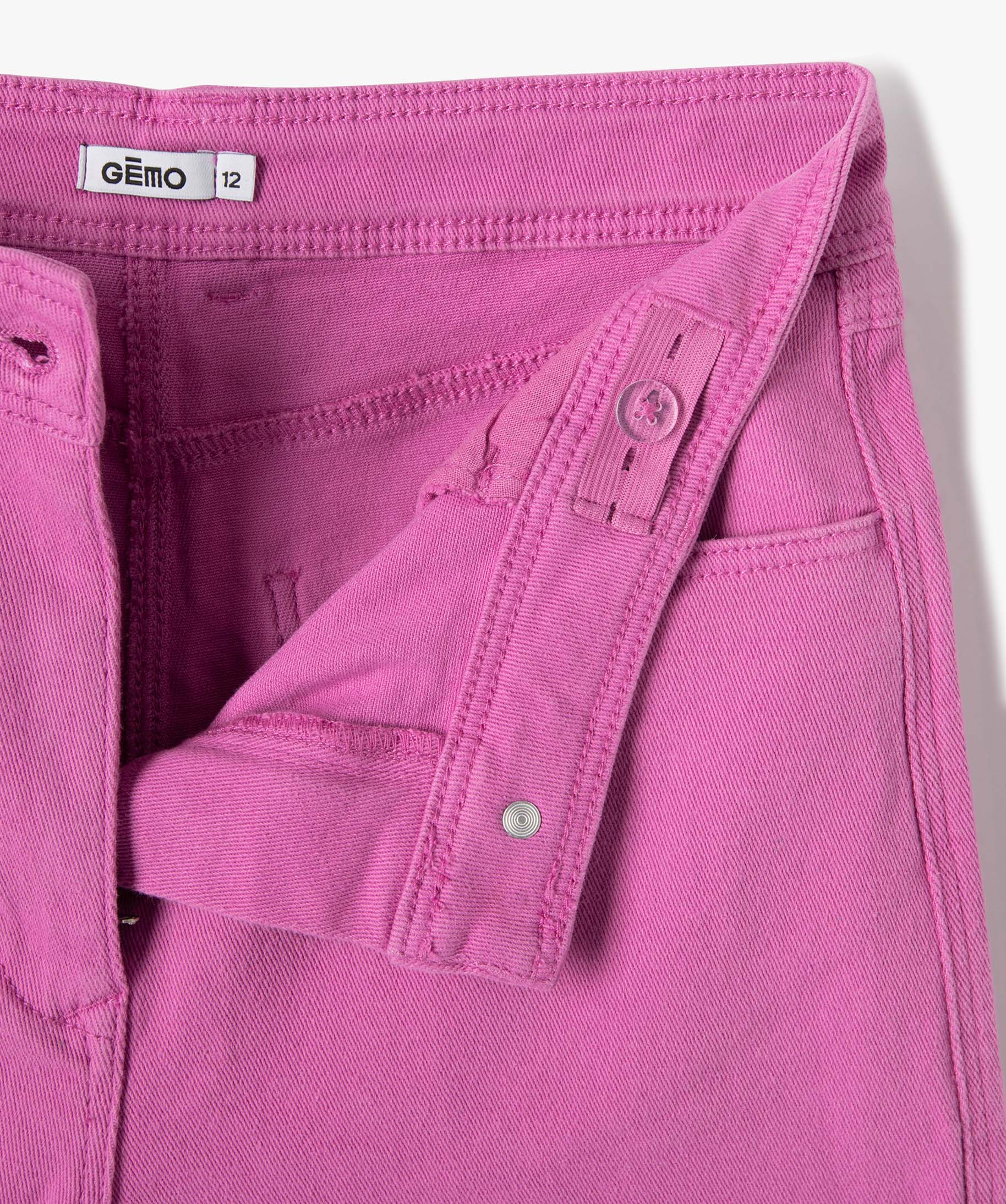 Short fille en toile denim avec revers violet | GEMO