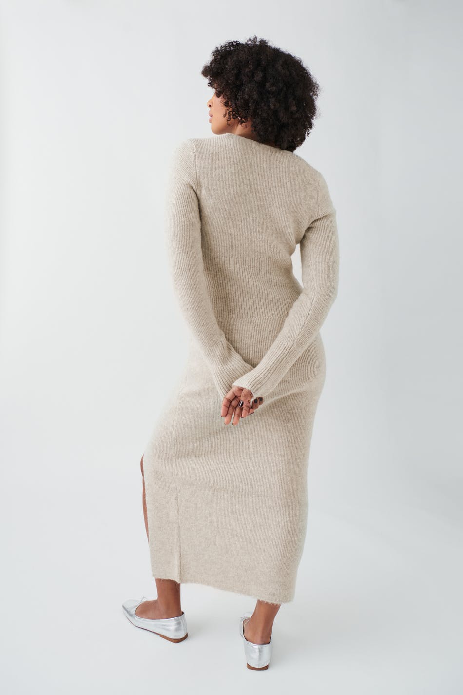 Square neck knit dress
