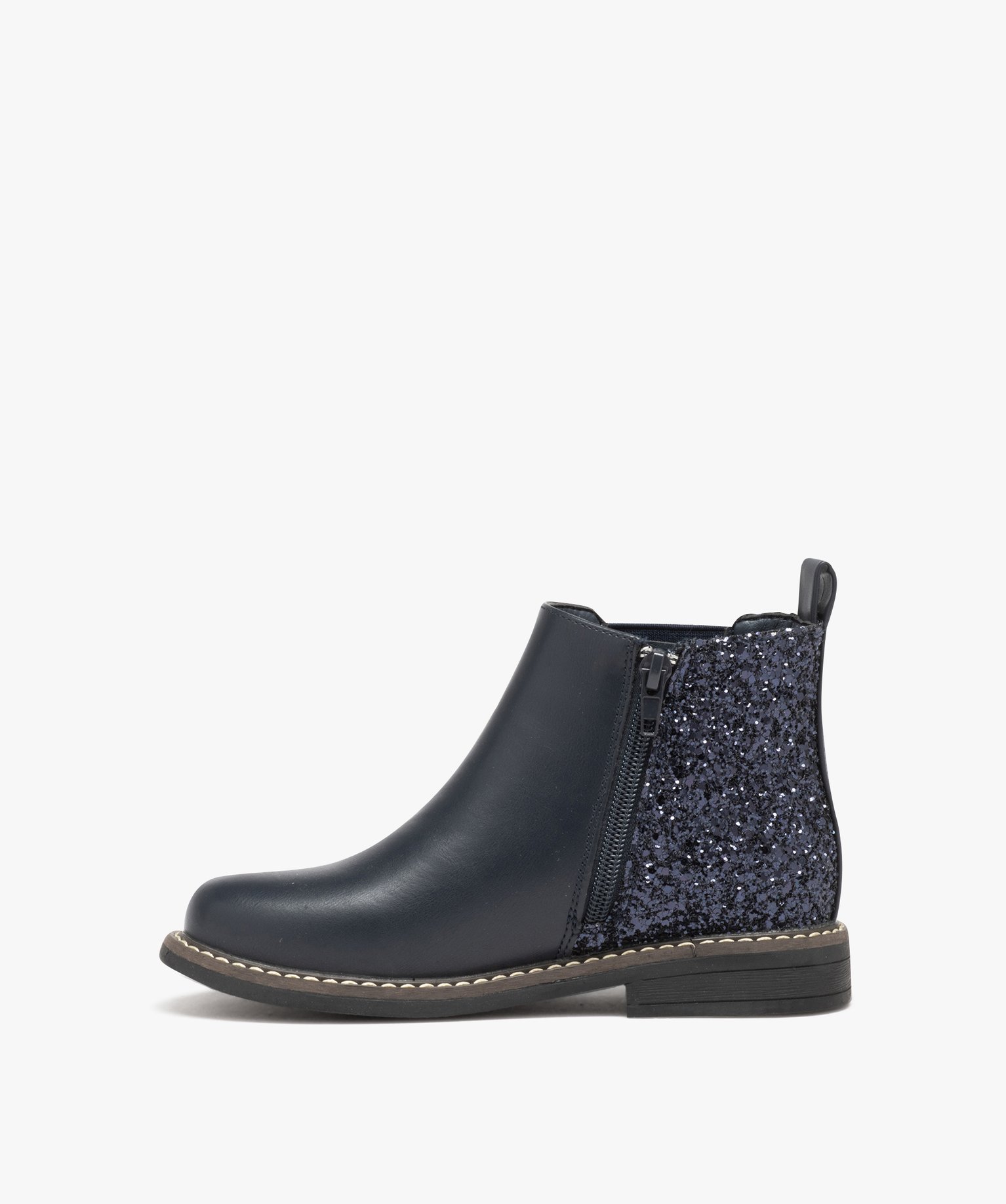 Boots fille unies style Chelsea à strass marron | GEMO