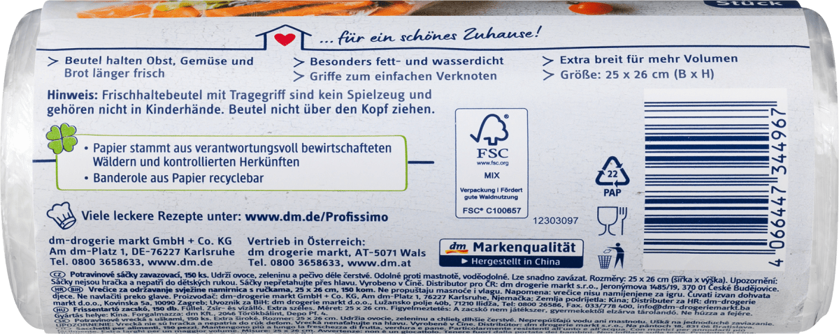 Frischhaltebeutel mit Tragegriff, 150 St