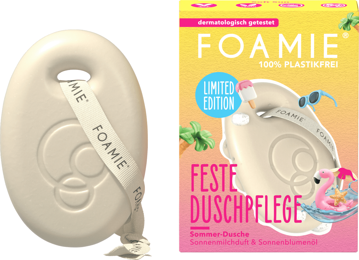Festes Duschgel Sommer-Dusche, Sonnenmilchduft & Sonnenblumenöl, 80 g