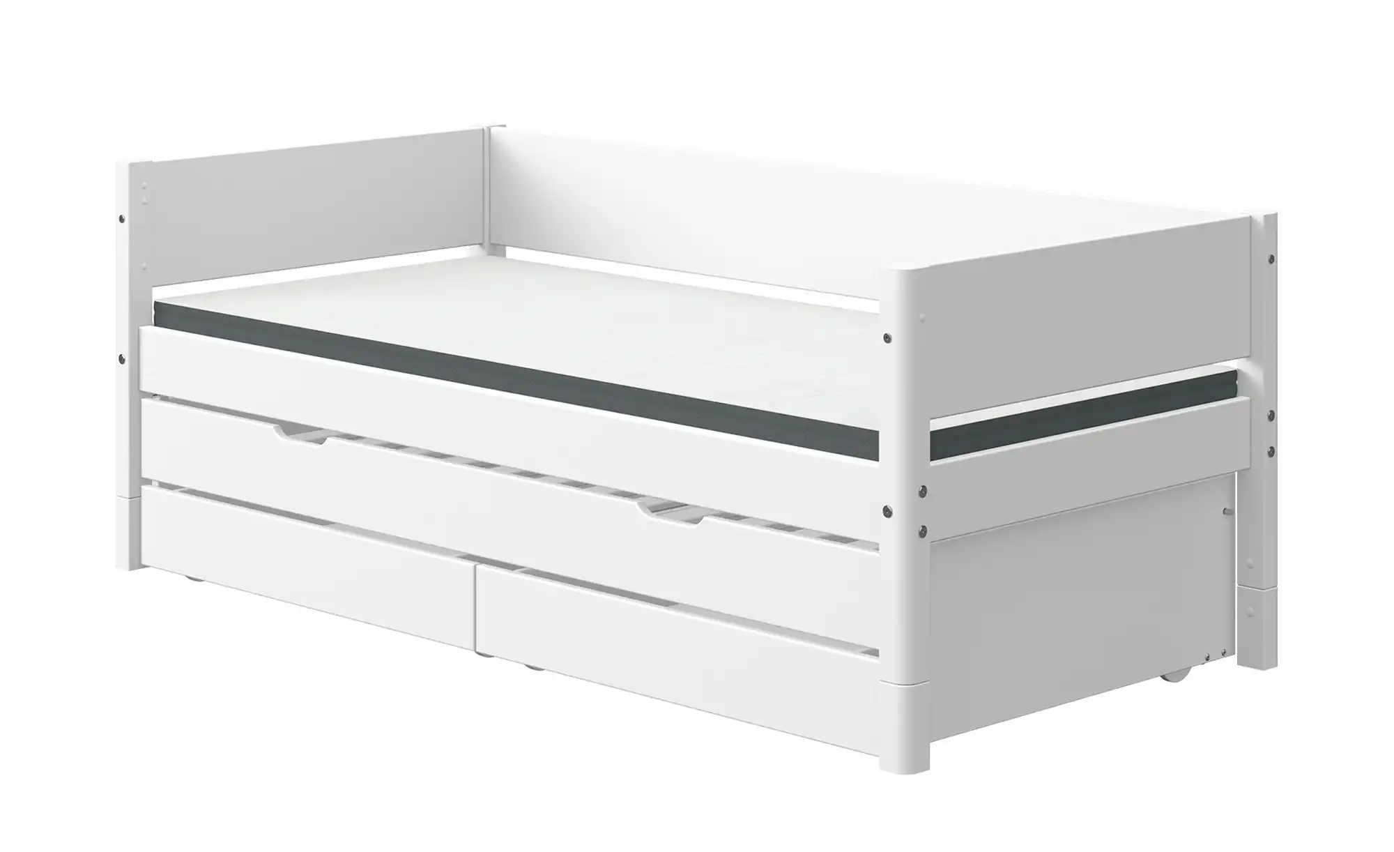 FLEXA Bett mit Ausziehbett und 2 Schubkästen Flexa White
