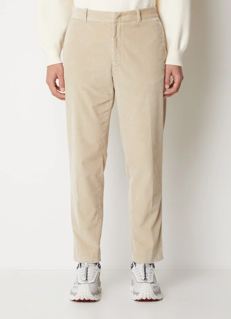 Pantaloni chino Moncler din catifea reiată cu picior drept și buzunare laterale
