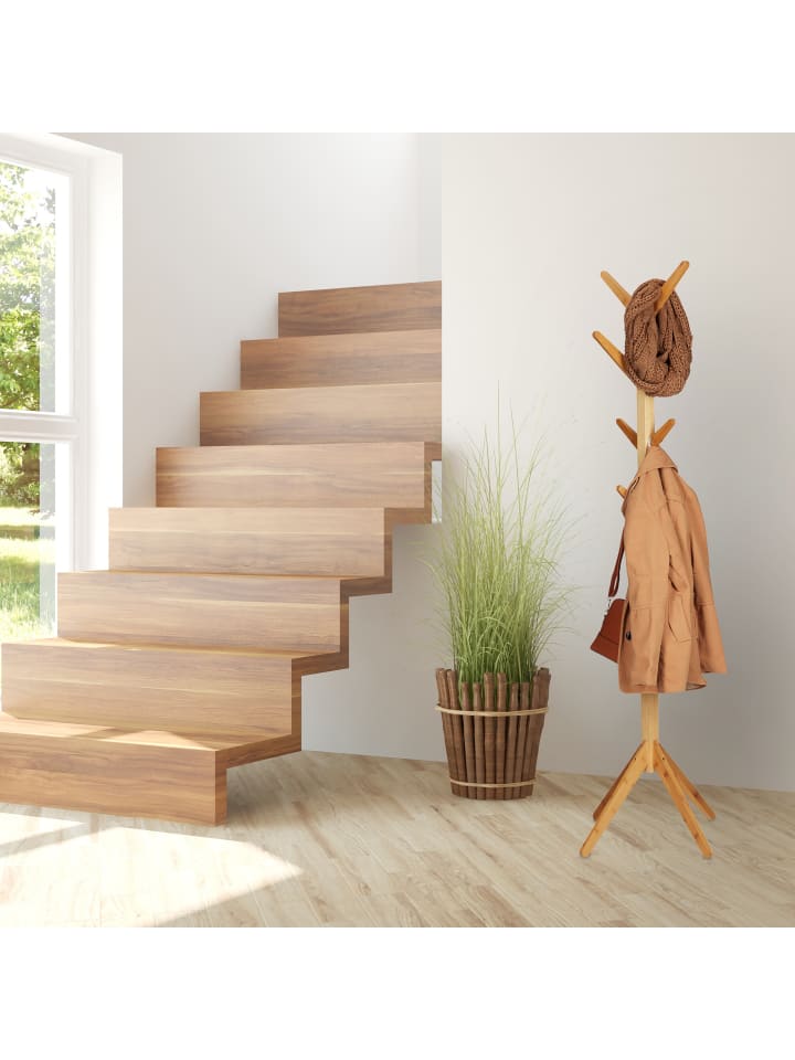 relaxdays Garderobenständer in Natur - (B)40,5 x (H)179 x (T)40,5 cm günstig kaufen onesize