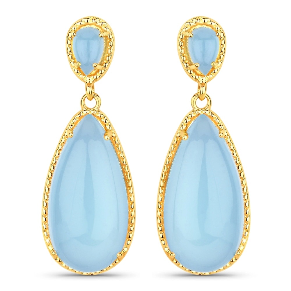 Rafaela Donata Boucles doreilles Argent sterling Calcédoine (teinture) en Or jaune Bijoux