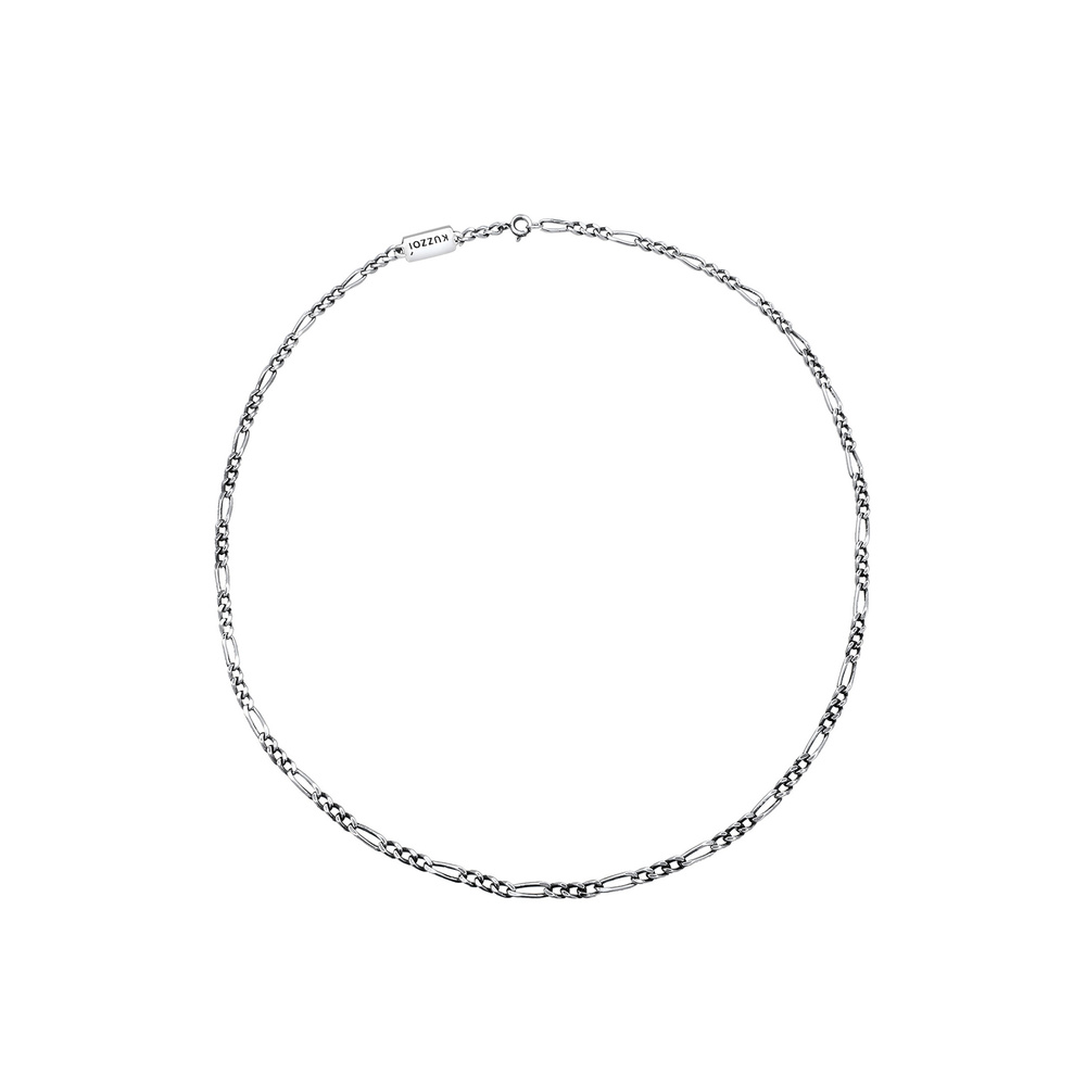 KUZZOI KUZZOI Collier Chaîne de Figaro Basic Trend Massif Oxidée Collier Homme - (925/10 collier
