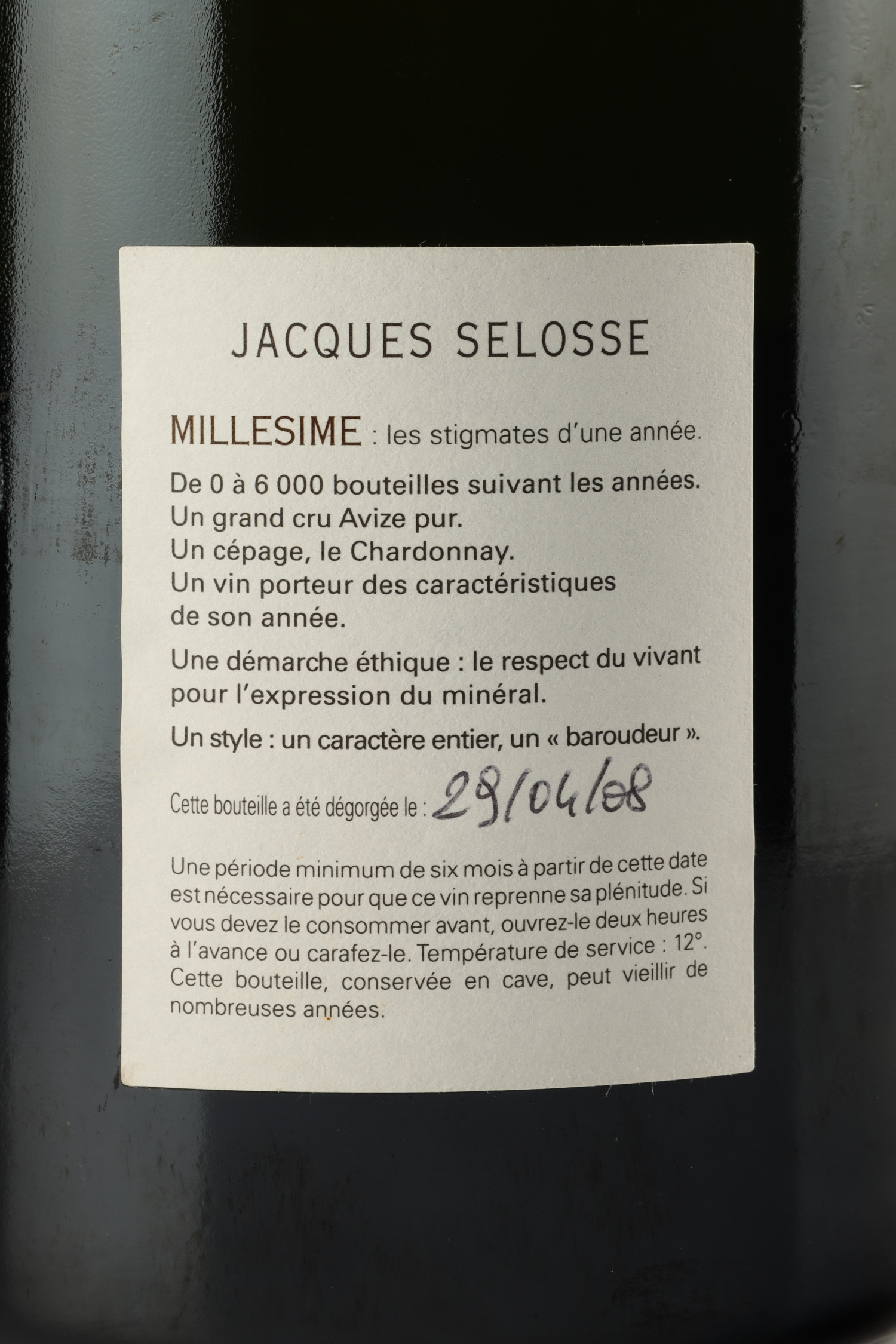Jacques Selosse Millésimé Magnum 1998, Champagne