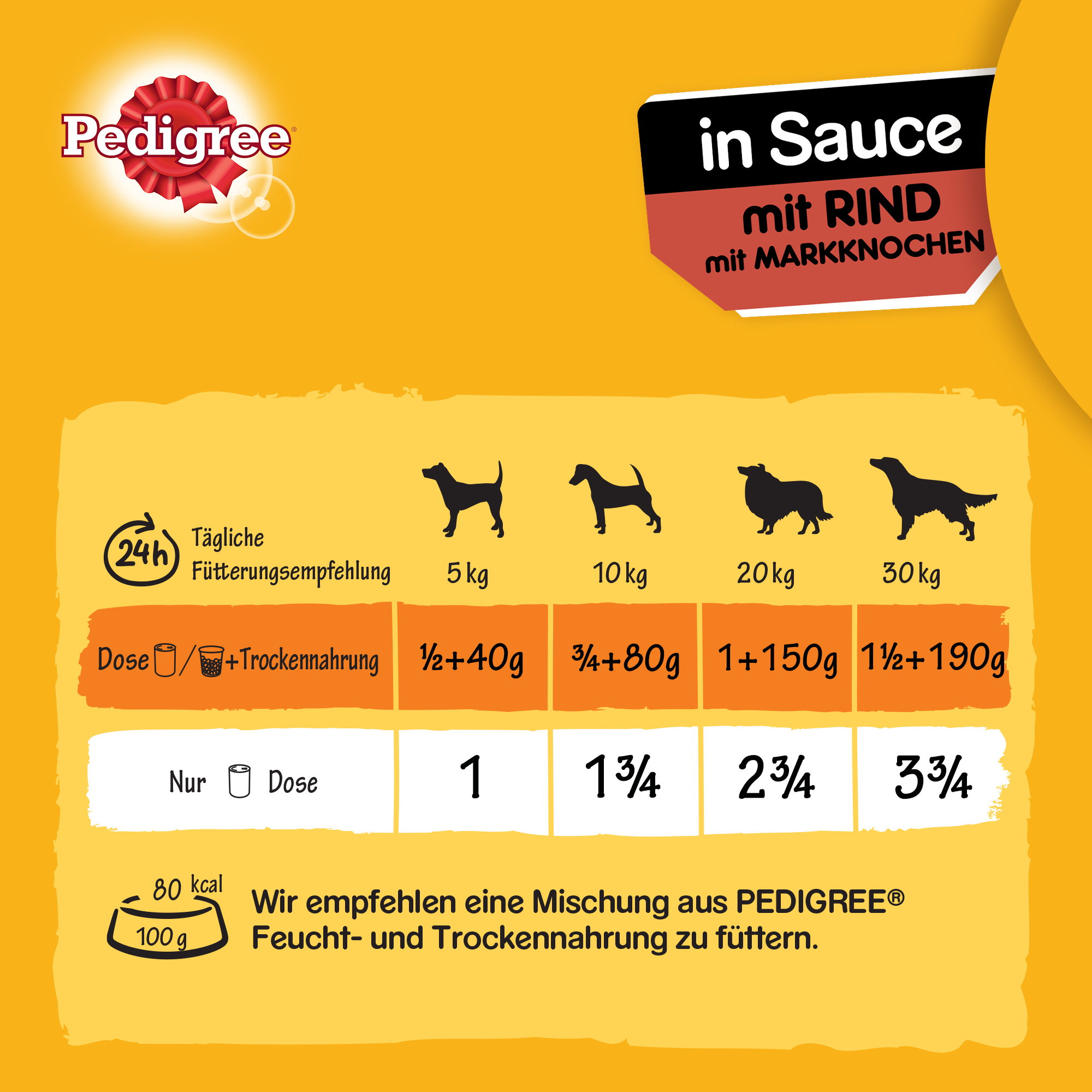 Pedigree Hundenassfutter Pedigree Adult Plus 12x800g Rind mit Markknochen, in Sauce