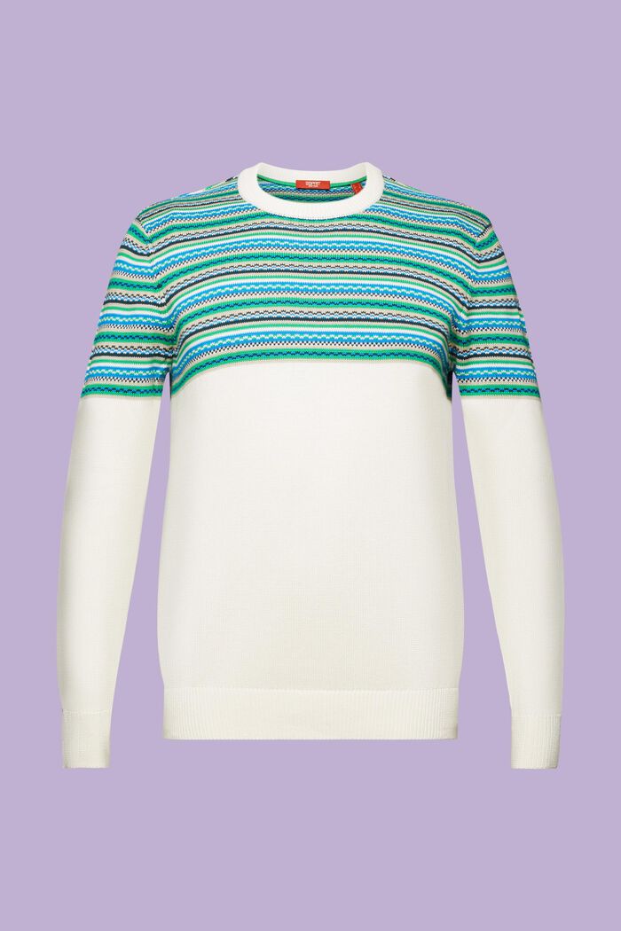 Jacquardpullover aus Baumwolle mit Rundhalsausschnitt
