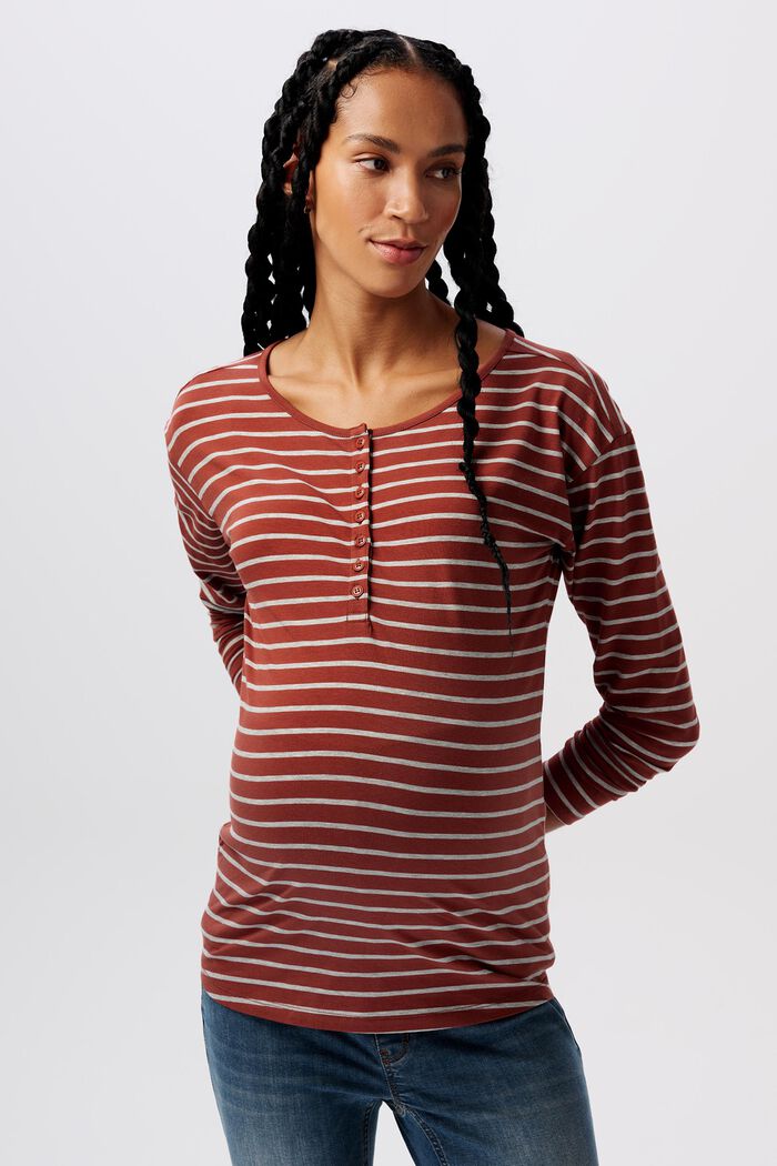 Gestreiftes Henley-Longsleeve mit Stillfunktion