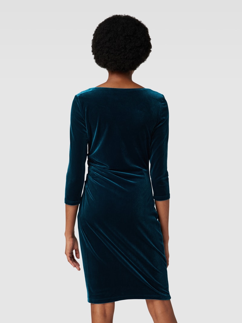 Cocktailkleid mit Wasserfall-Ausschnitt in petrol
