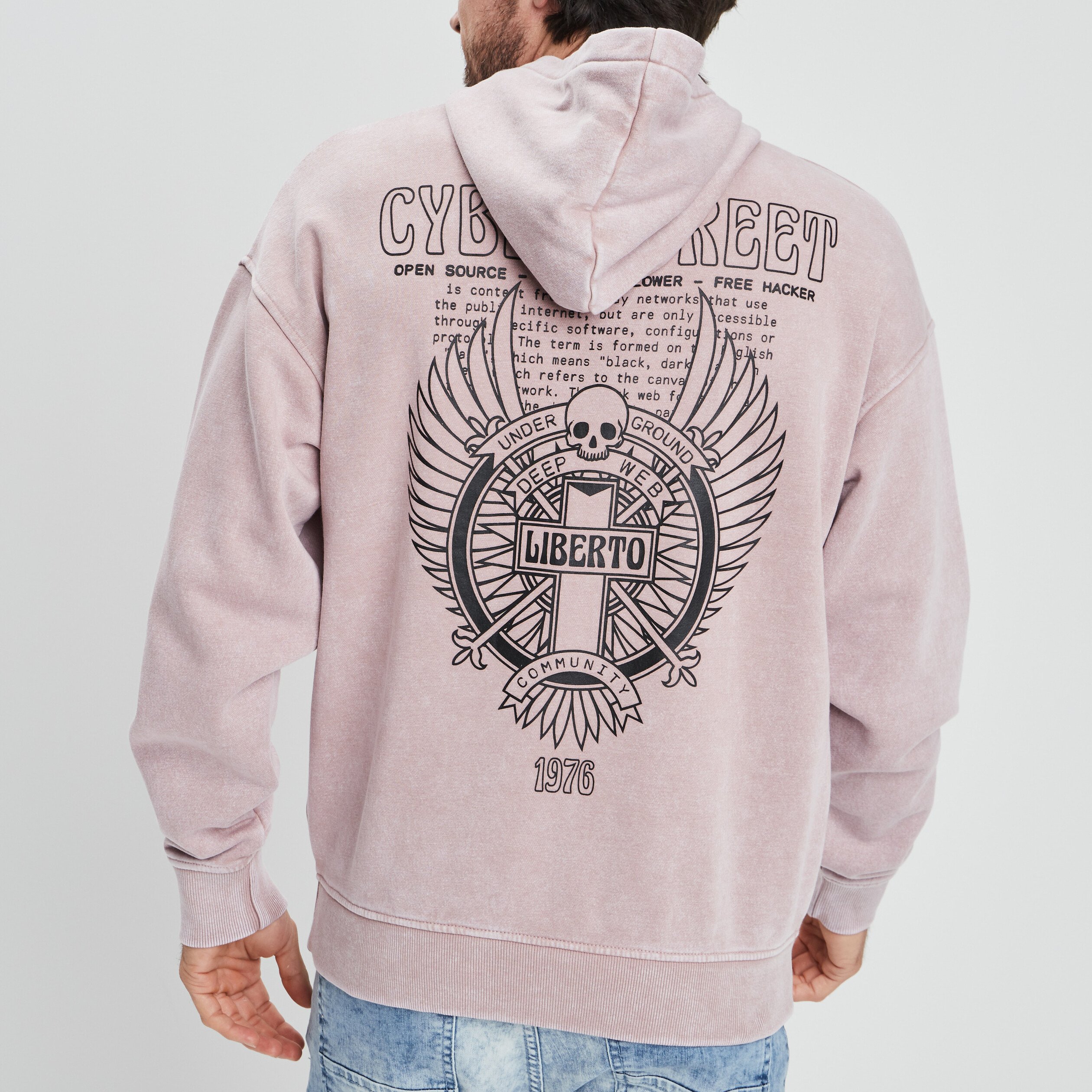 Sweat à capuche hoodie Liberto vieux rose homme | La Halle
