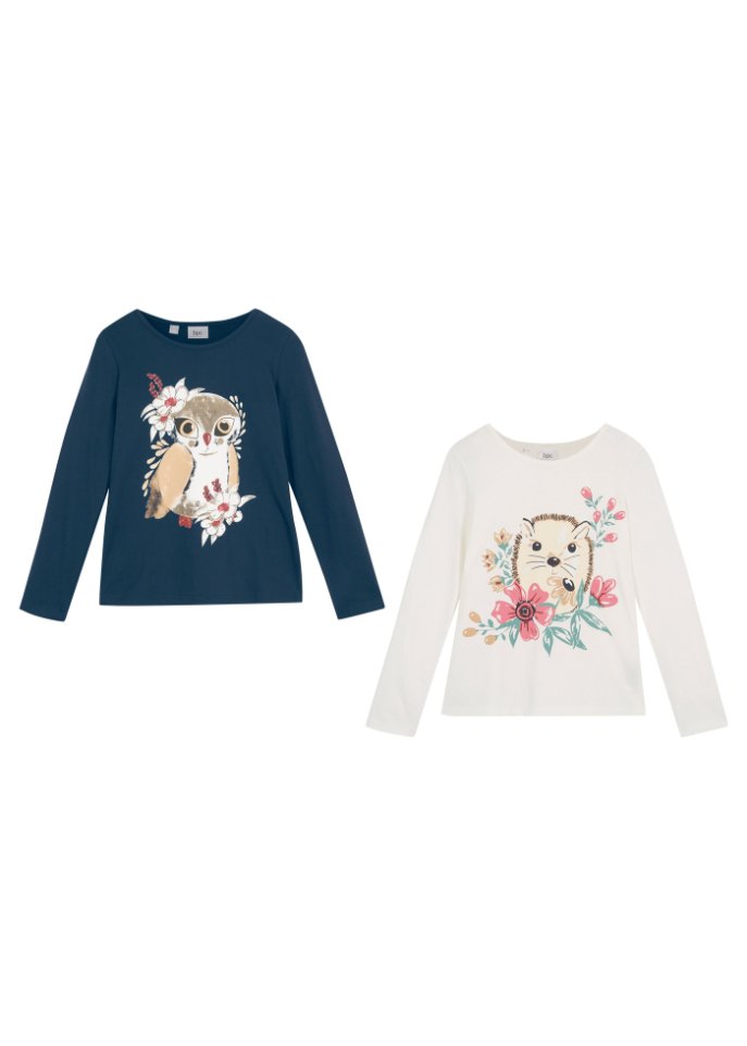 Mädchen Langarmshirt (2er-Pack) aus Bio-Baumwolle