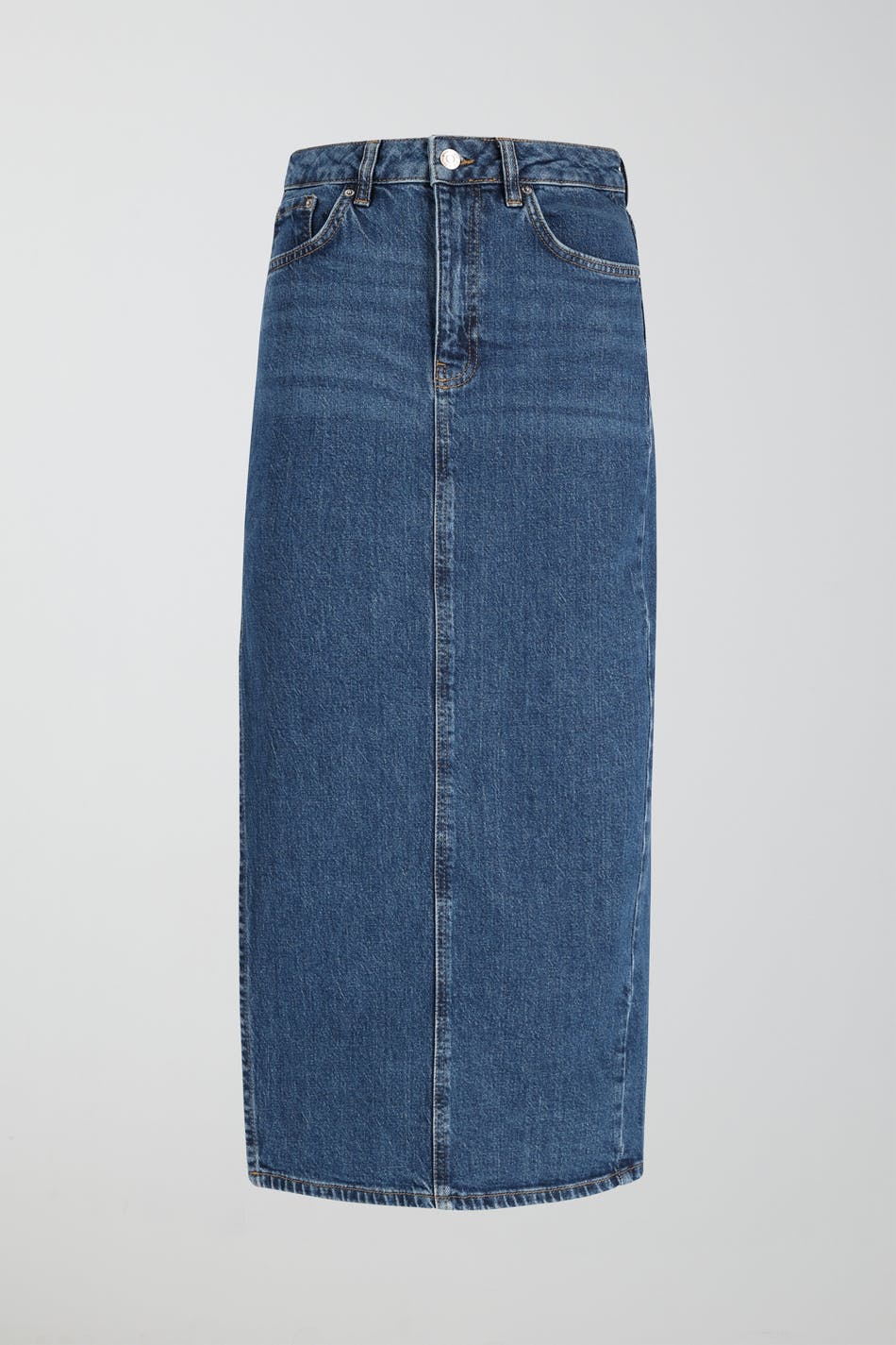 Long slit denim skirt