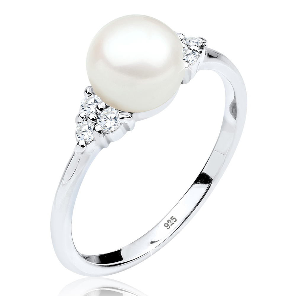 Elli PREMIUM Elli PREMIUM Bague üwasserzuchtperle Zirkonia 925er Silber Bague