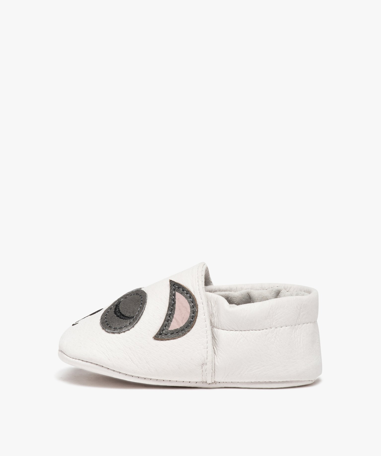 Chaussons de naissance bébé en cuir motifs animaux gris | GEMO