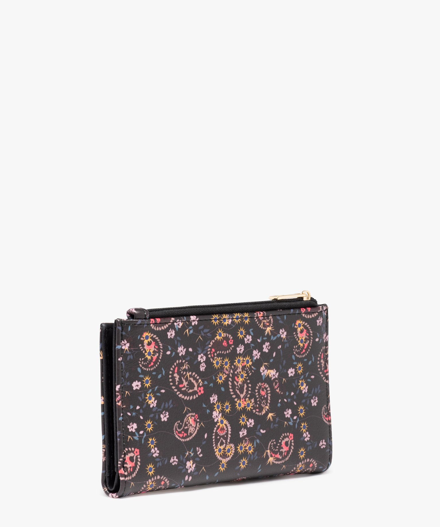 Porte-monnaie à motifs fleuris femme noir | GEMO