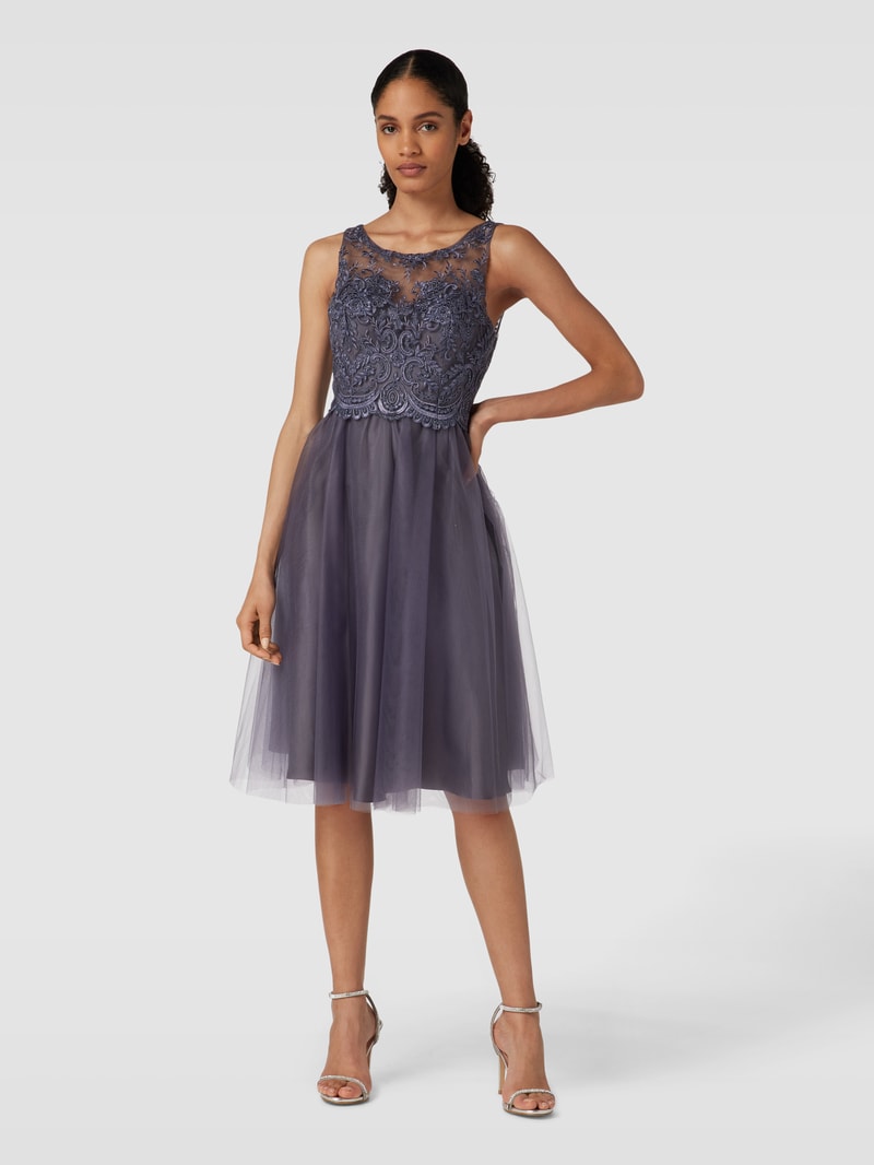 Cocktailkleid mit Rundhalsausschnitt in graphit