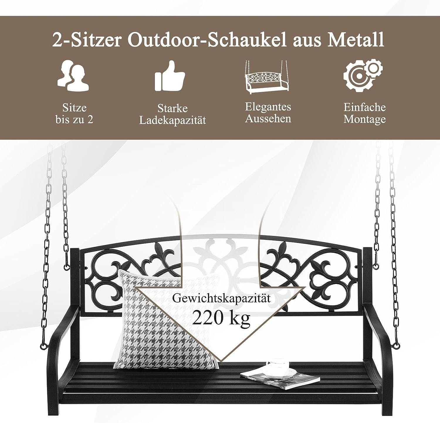 KOMFOTTEU Hollywoodschaukel Schaukelbank, bis 220 kg, 2-Personen