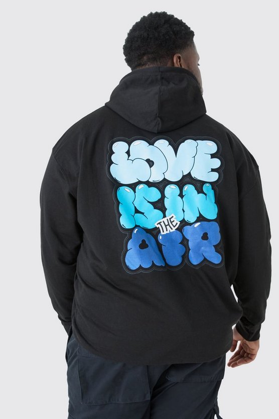 Plus Hoodie mit Love Is In The Air Print