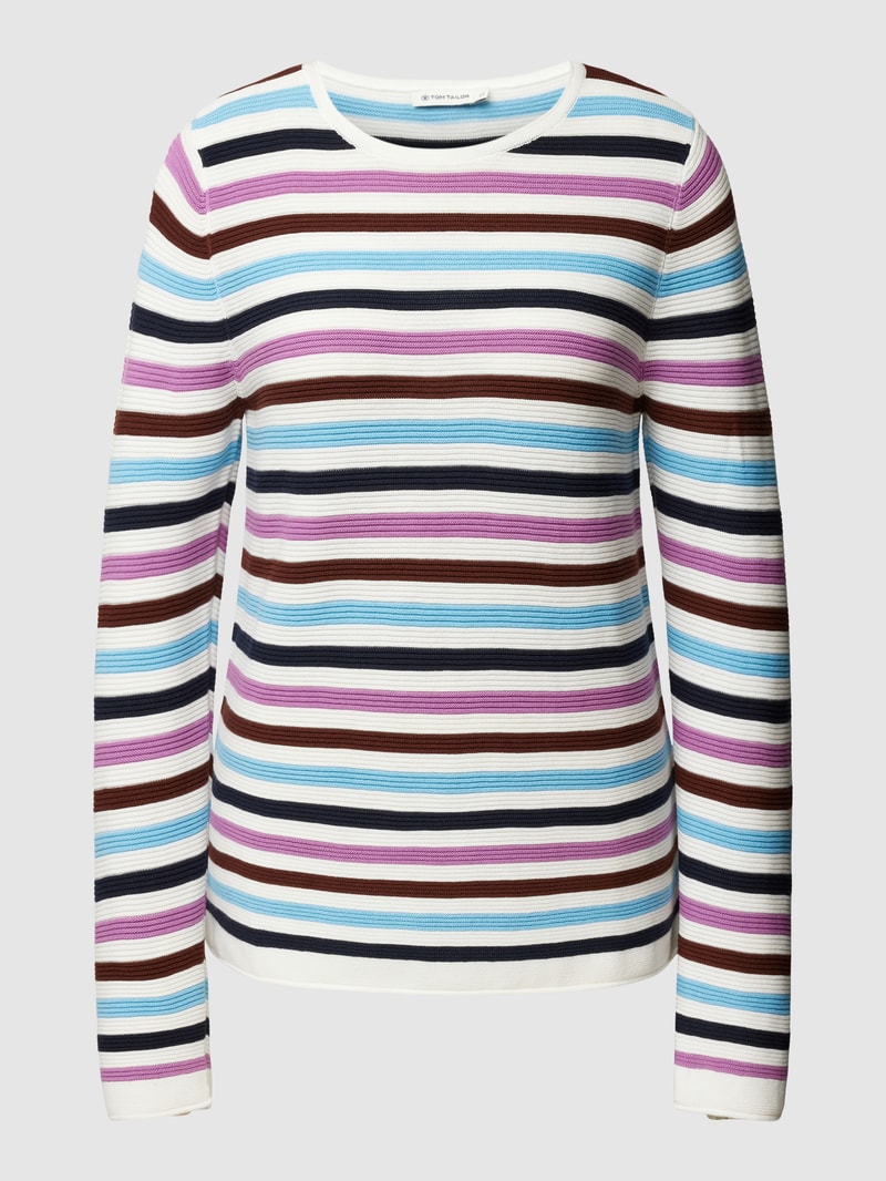 Strickpullover mit Streifenmuster in offwhite
