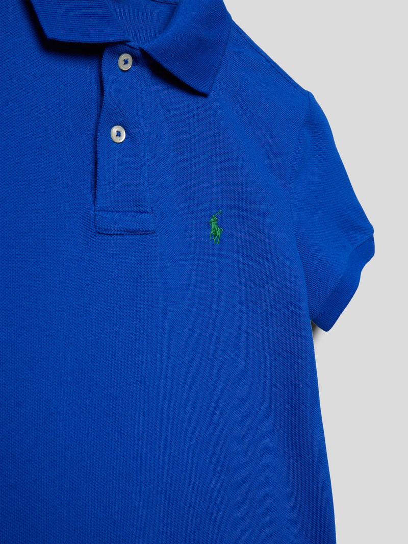 Slim Fit Poloshirt mit Strukturmuster in royalblau